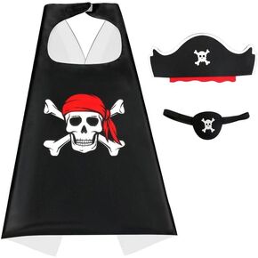 RioRand Cartoon Pirate Dress Up Satin Capes Cosplay Birthday Party Kids Costume (1-pack)