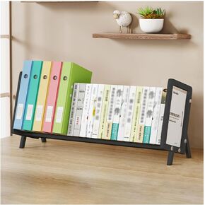 Kids Tabletop Bookshelf, Small Tilting Bookcase for Magazine Books CDs, Mini Desktop Book Organizer Display Storage Rack for Children's Room (White, 30cm Long with Pen Holder + Tissue Box)
