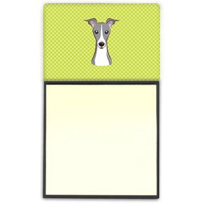 Carolines Treasures Checkerboard Lime Green Italian Greyhound Sticky Note Holder Large multicolor