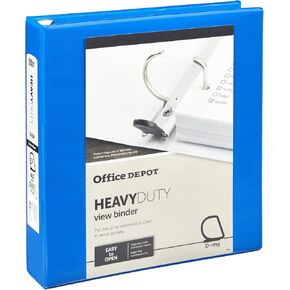 Office Depot® Brand Heavy-Duty Easy Open® D-Ring View Binder, 1 1/2" Rings, 54% Recycled, Blue