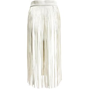 Women PU Leather Adjustable Waistband Long Tassel Skirt Belt Halloween Rave Party Clubwear Fancy Dress
