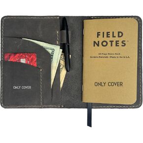 Leather Cover for Field Notes, Passport Cover, Leather Notebook Cover for 3.5" x 5.5" with Pen Holder, Only Cover (Bourbon)