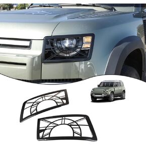 Aluminum Alloy Front Headlight Lamp Guard Trim Protector Cover Compatible with Land Rover Defender 90 110 130 2020-2024 Car Exterior Headlight Lampshade Protection Cover (Style A)