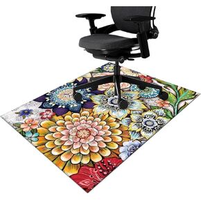 Office Chair Mat for Hardwood & Tile Floor,Boho Mandala Floral 48"x36" Low-Pile Computer Chair Mat for Rolling Chairs Carpet, Under Desk Non Slip Gaming Rug,Rubber Backing Large Protector Mat