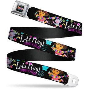 Nickelodeon Seatbelt Buckle Belt, Dora Boots Pose Floral Lets Play Vamos a Jugar