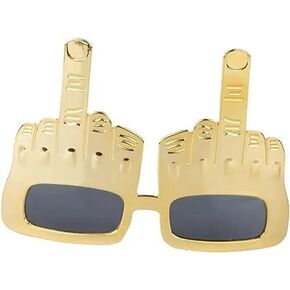 1Pc Golden Tricky Middle Finger Sunglasses,Women's Novelty Sunglasses and Eyewear,Creative Middle Finger Flip Off Hand Shape Finger Silly Funny Party Novelty Sunglasses Novelty Party Eye Glasses Glam