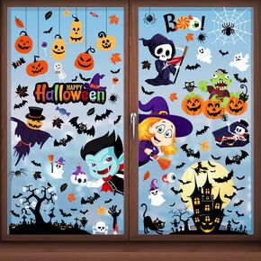 Halloween Window Clings Halloween Window Stickers Decorations, Cute Double Sided Removable Halloween Window Decals Indoor and Outdoor Home Decor 9 Sheet