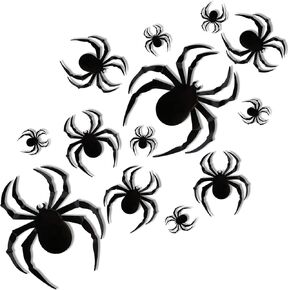 24PCS Spider Halloween Decorations, Halloween Decorations Indoor, Halloween Decorations Outdoor, 3D Spider Halloween Door Decorations, Halloween Party Decorations, Wall Window Sticker Decoration