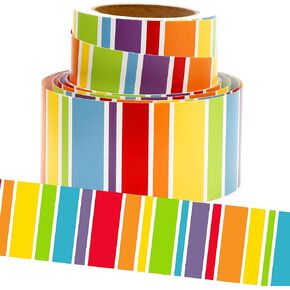 Youngever 52.5 ft Bulletin Board Borders Confetti Border for Classroom Decoration (Rainbow Stripe Design)