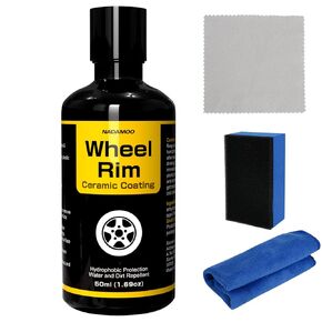 NADAMOO Wheel Rim Ceramic Coating 50ml，Hydrophobic Protection Gloss Finish Water and Dirt Repellent for Car Wheel - Self Cleaning - Repels Brake Dust - Deeper Shine