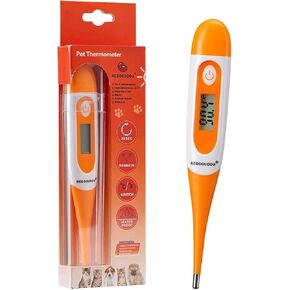 Digital Pet Thermometer for Accurate Fever Detection, Suitable for Cats/Dogs/Horse/Veterinarian, Waterproof Pet Thermometer, Fast and Accurate Measurements in 20 Seconds (Orange)
