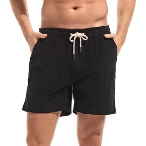AMY COULEE Mens Corduroy Shorts 5.5" Elastic Waist Casual Shorts Summer Beach Shorts with Pockets