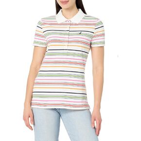 Nautica Women's Short Sleeve Button Placket Polo