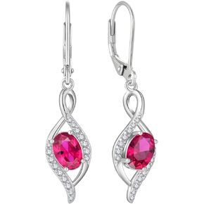 Starchenie Infinity Dangle Drop Earrings 925 Sterling Silver Oval Birthstones Leverback Earrings Jewelry Gift for Women