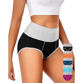 ASIMOON Womens Cotton Underwear High Waisted Slight Tummy Control Panties Soft Breathable Full Coverage Briefs Multipack