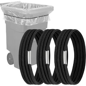 Large Rubber Bands for Trash Cans, Trash Can Bands for 55, 65, 96 Gallon Garbage Cans, 3 Pack Large Rubber Bands Heavy Duty for Secure Garbage Bag, Multifunction Packing & Moving Elastic Bands, Black