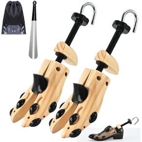 Shoe Stretcher for Women or Men, Pair 4-Way Wooden Shoe Stretcher Adjustable Length & Width, Shoe Expander & Widener