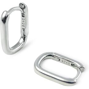 925 Sterling Silver Small Hoop Earrings Huggie Earrings for Women Thick Hoop Earrings Hypoallergenic Square Oval Earring Small Hoop Earrings for Women Trendy