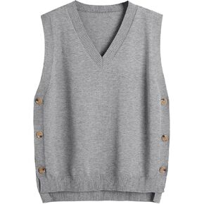 Women's Sweater Vest V Neck Sleeveless Pullover Knit Vest Casual Solid Ribbed Sweaters Tops