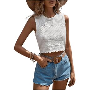 Verdusa Women's Old Money Vest Sleeveless Button Scallop Trim Sweater Cardigan Knit Crop Top
