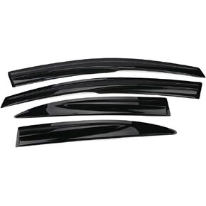IKON MOTORSPORTS Tape On External Window Visor, Compatible with 2006-2011 Honda Civic Sedan 4-Door Only, Acrylic Smoke Tinted Sun Rain Wind Guards Shield Vent Wind Deflector