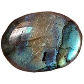 BEADIY-Natural Labradorite Gemstone 30x40mm Oval Flat Bottom Cabochon Bead,1pcs