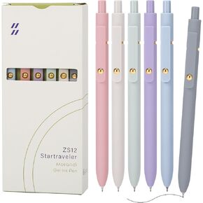 Gel Pens, 6Pcs Smooth Writing Pens Fine Point Tip 0.7mm Pen for Journaling, Black Ink Cute Pens Office Desk Accessories, Aesthetic School Office Supplies for Women (6Pcs Vintage-Black Ink)