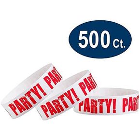 WristCo Red Party Tyvek Wristbands for Events - 500 Count - Comfortable Tear Resistant Paper Bracelets ID Wrist Bands for Concerts Festivals Admission Party Identification Tours