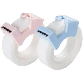 2Pcs Multifunctional Invisable Tape Set with Refillable Tape Dispenser Writable Tape Office School Stationery Supplies Tape Dispenser Refill Rolls Holder Core Desktop Cute Mini Tape Dispensers