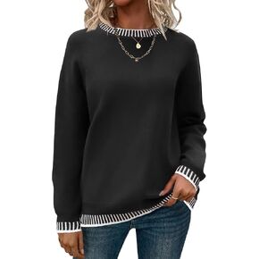 Zeagoo Womens Crewneck Pullover Sweater Long Sleeve Knit Side Slit 2024 Fall Winter Sweater Tops