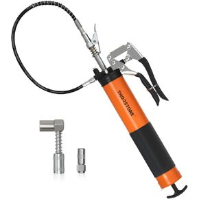 Thorstone Grease Gun Kit, 7000PSI Heavy Duty Pistol Grip Grease Guns Set | Loop & Lock Storage | 14oz Load Capacity | 18" Flex Hose | 1 Lock Coupler | 1 90 Degree Grease Coupler | 1 Basic Coupler