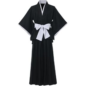 GRACEART Traditional Samurai Hakama Uniform Kurosaki Cosplay Costume Outfit Black Cloak Kimono