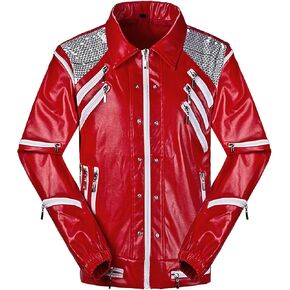 Mens Leather Jacket Adult PU Leather Zipper Coat Halloween Costume