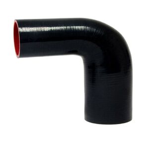 HPS HTSER90-087-150-BLK High Temperature 4-Ply Reinforced Silicone 90 Degree Elbow Reducer Hose, 100 psi Maximum Pressure, 8" Length, 7/8" > 1-1/2" ID, Black