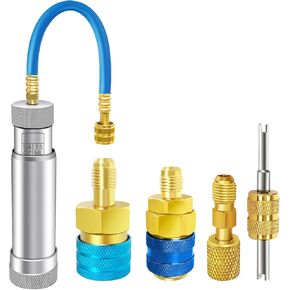 AC Oil Injector for R1234YF, R134A, R410A, HVAC Dye Oil Injector with 1/4" SAE Connector, 2 OZ Refrigerant Hand Turn AC Oil Injector Tool, for R1234YF R134A R410A Refrigerant System