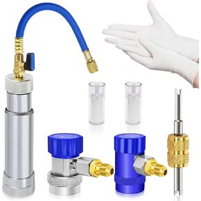 Boltigen R1234yf Dye Injector, AC Dye Injector with Shut-Off Valve, AC Oil Injector for R1234yf R134a, Upgraded R1234yf Oil Injector Kit with Adjustable R1234yf R134a Quick Couplers, Oil Checkers