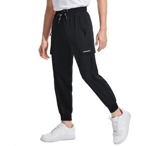 DEVOROPA Boys Joggers Lightweight Hiking Cargo Pants Water Resistant UPF 50+ Quick Dry Youth Kids Athletic Running Pants
