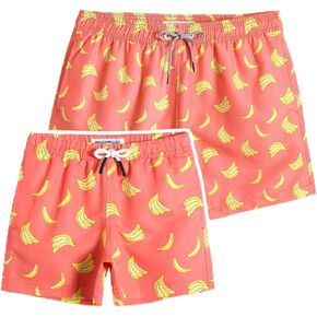maamgic Dad and Son Matching Swim Trunks Quick Dry Father and Son Gifts Board Shorts with Mesh Lining Swim Suits Swimming Trunks (Size Large & Size 5-6 Years)