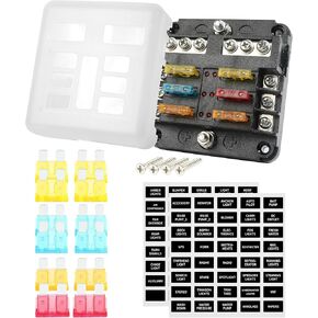 Fuse Box,Automotive Use 6 Way 12V Fuse Block,Fuse Block for Car,Car Accessories Fuse Block with LED Indicator Light,ATC/ATO Waterproof Blade Fuses Box,6 Circuits Fuse Panel for Car Boat Truck