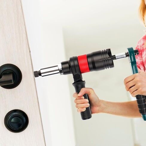 محول مجموعة مسدس برشام للمثاقب اللاسلكية ومفتاح ربط السقاطة 8 مم، أداة برشام مع (3/32 بوصة، 1/8 بوصة، 5/32 بوصة، 3/16 بوصة، 1/4 بوصة) رؤوس برشام قابلة للتبديل و5 مثقاب ملتوي، سهل معالجة البوب ​​برشام in Kuwait