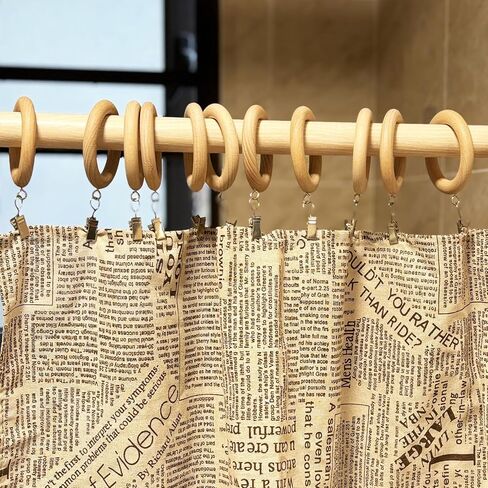 Wood Curtain Rings with Clips,Farmhouse Drapery Clips,Wooden Curtain Ring Hook Hangers Drapes Rings (12, 1.81 INCH Inner Dia) in Kuwait