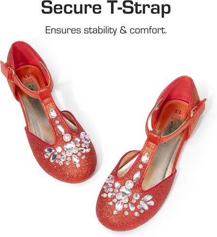 DREAM PAIRS Girls Mary Jane Dress Shoes Pearl T-Strap Party Flower Wedding Princess Flats for Toddler Little Big Kid in Saudi Arabia