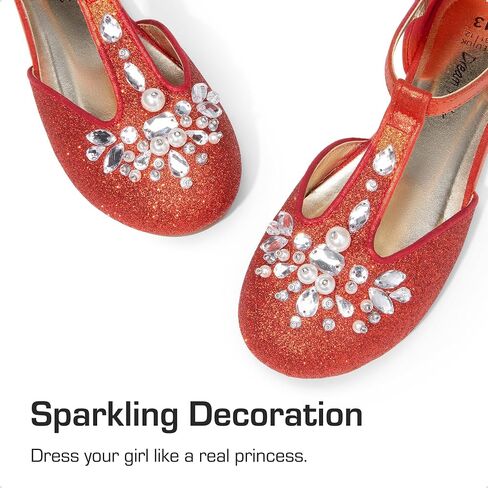 DREAM PAIRS Girls Mary Jane Dress Shoes Pearl T-Strap Party Flower Wedding Princess Flats for Toddler Little Big Kid in Saudi Arabia