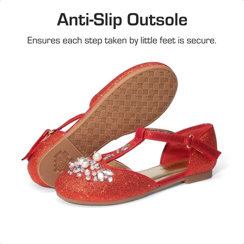 DREAM PAIRS Girls Mary Jane Dress Shoes Pearl T-Strap Party Flower Wedding Princess Flats for Toddler Little Big Kid in Saudi Arabia