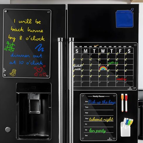 3 Set (17" x 12") Magnetic Calendar for Refrigerator, Weekly/Monthly Planner, Dry Erase Calendar & a Blank Board with 6 Dry Erase Markers, 1 Holder & 1 Cleaning Cloth in Saudi Arabia