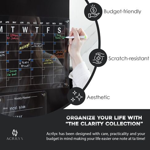 3 Set (17" x 12") Magnetic Calendar for Refrigerator, Weekly/Monthly Planner, Dry Erase Calendar & a Blank Board with 6 Dry Erase Markers, 1 Holder & 1 Cleaning Cloth in Saudi Arabia