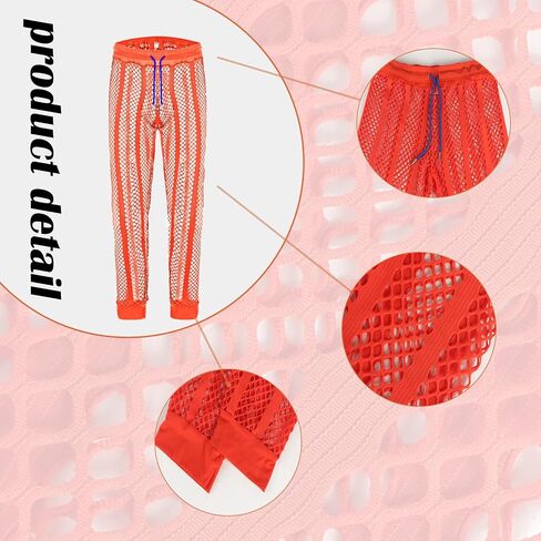JINSHI Men's Fishnet Striped Lounge Pants Drawstring Lightweight Pyjama Trousers Legging Muscle UnderPants Swimwear in Kuwait