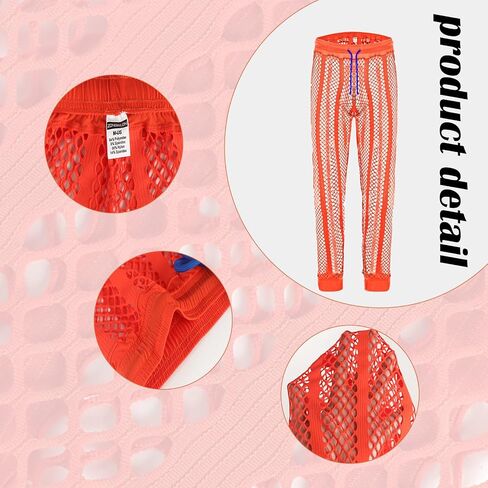 JINSHI Men's Fishnet Striped Lounge Pants Drawstring Lightweight Pyjama Trousers Legging Muscle UnderPants Swimwear in Kuwait