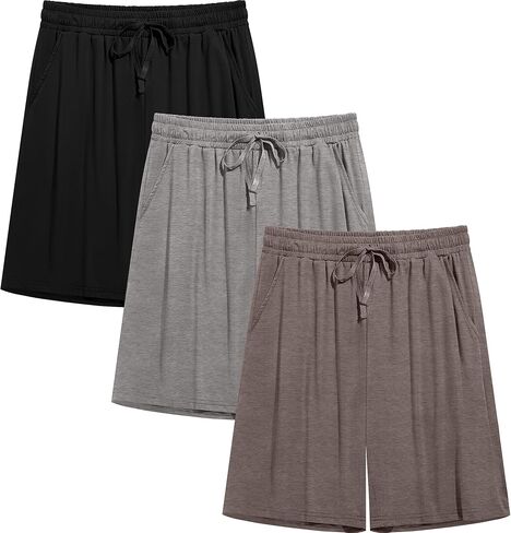 Neer 3 Packs Men's Pajama Shorts with Pockets Drawstring Soft Sleeping Shorts Lightweight Comfy Sleep Pants Lounge Bottoms in Saudi Arabia