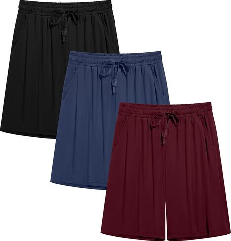 Neer 3 Packs Men's Pajama Shorts with Pockets Drawstring Soft Sleeping Shorts Lightweight Comfy Sleep Pants Lounge Bottoms in Saudi Arabia